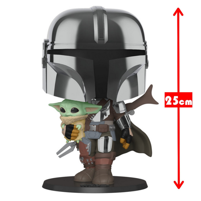 STAR WARS The Mandalorian Chrome Armor & The Child Funko POP 25 cm