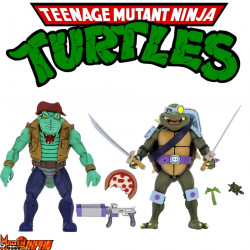  TORTUES NINJA Pack Figurines Leather Head & Slash Série 3 Neca