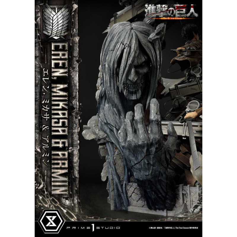 Statue Eren Mikasa & Armin Premium Masterline Prime 1 Studio Attack On ...